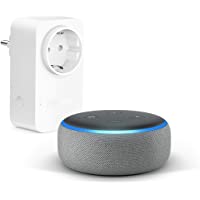 Echo Dot (3.ª generación)- Tela de color gris oscuro + Amazon Smart Plug (enchufe inteligente wifi)- compatible con…
